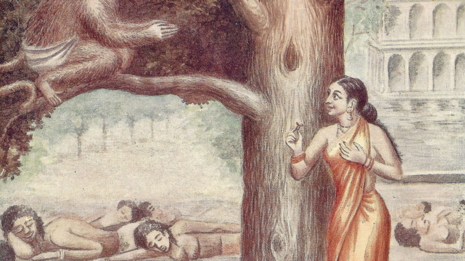 A traditional painting of Janaki, daughter of the Earth